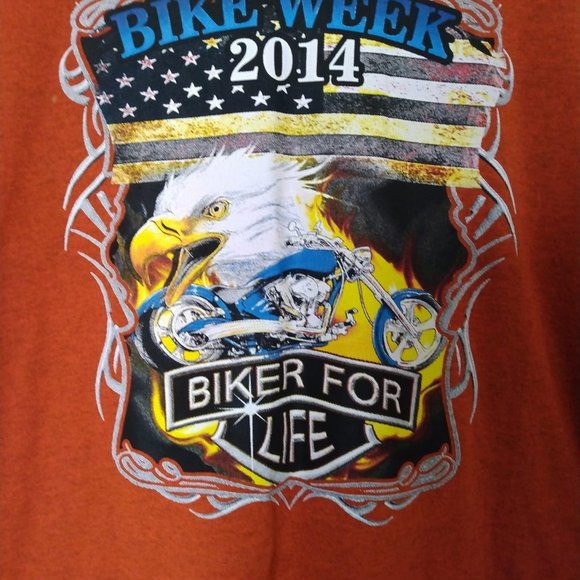 Size XL Men's Orange 2014 Bike Week Daytona Short Sleeve Tee - Picture 2 of 5
